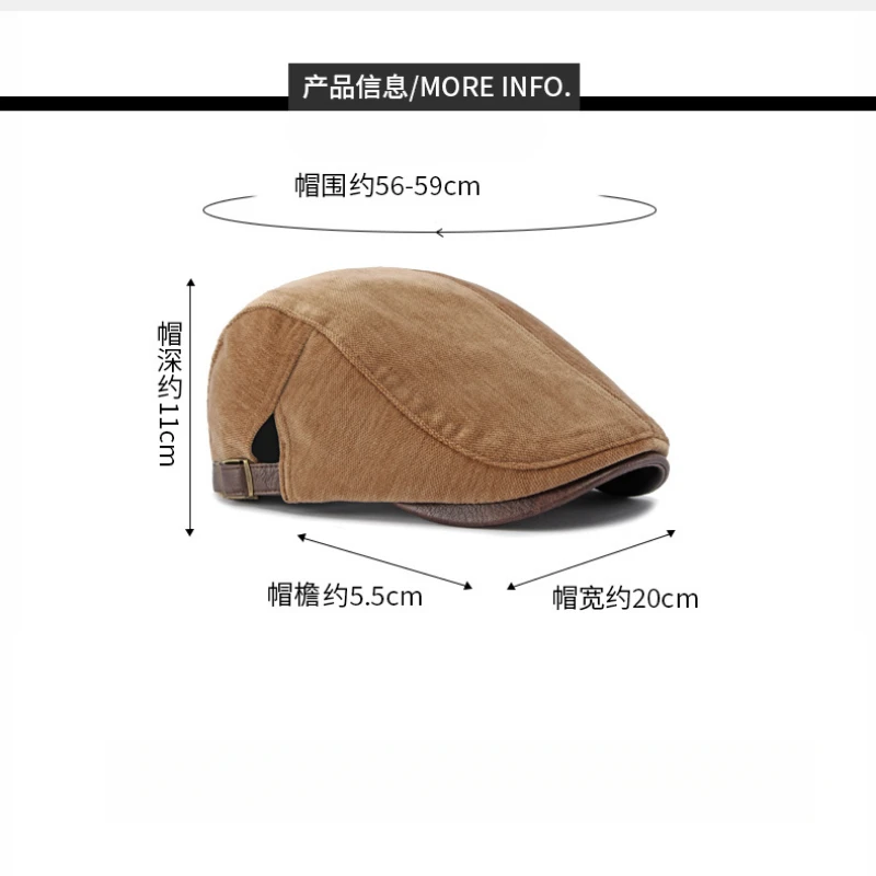 Vintage Polyester Flat Cap for Men Leather Edge Ivy Caps British Style Newsboy Beret Hat Male Adjustable Driving Golf Duckbill