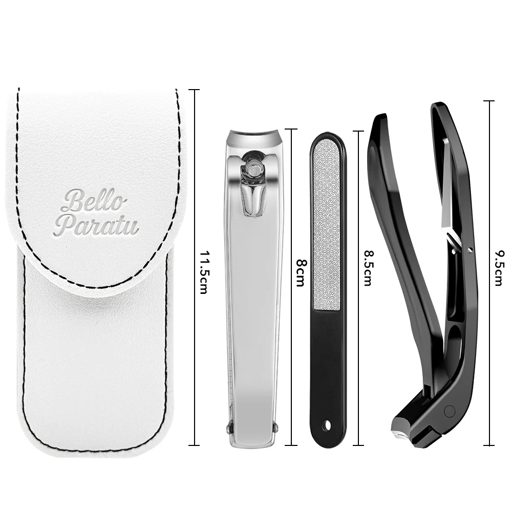 Zestaw 2/3 szt. Nożyczek do paznokci z kątową główką i pojemnikiem na łupy, obcinaczki do paznokci u stóp, pilnik do paznokci, zestaw narzędzi do manicure zapobiegający rozpryskiwaniu.