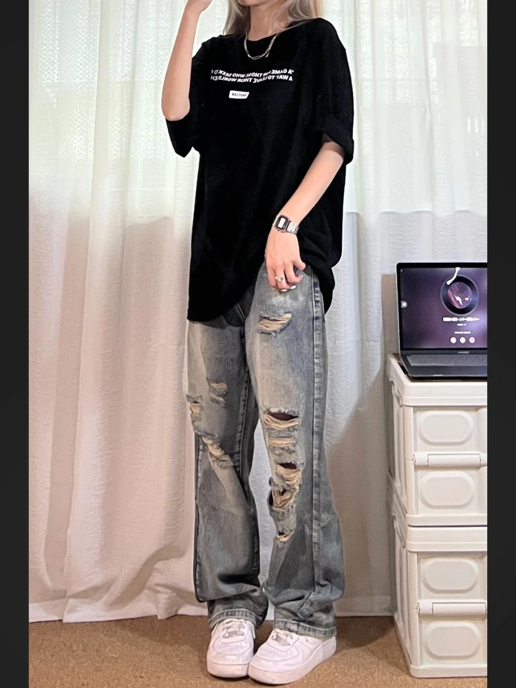 

Джинсы женские в европейском стиле, модные, простые, рваные, весенние, уличный дизайн, повседневные, универсальные, винтажные, на каждый день, крутые, для девочек