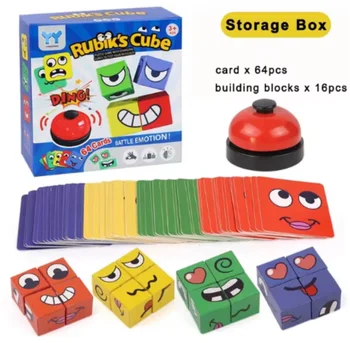 Dzieci twarz zmień wyraz Puzzle klocki kostka Montessori gra stołowa zabawki wczesne zabawki edukacyjne dla dzieci prezenty