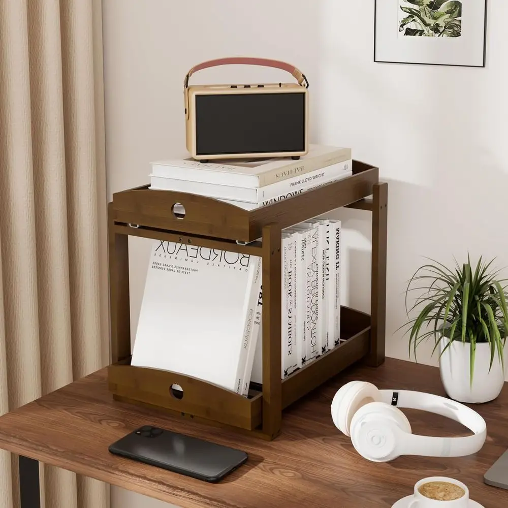 منظم حوض الخيزران بطبقتين، درج منزلق للتخزين للمطبخ والحمام، سهل التجميع، لمسة نهائية من خشب الجوز