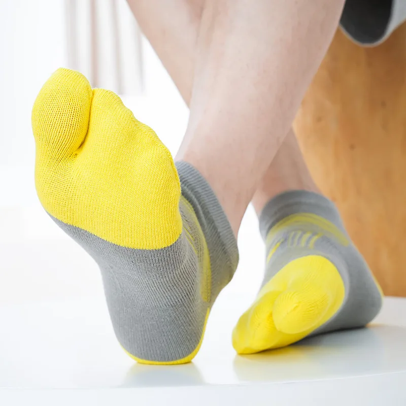 Bright Document Tabi-Chaussettes de sport en pur coton pour hommes et femmes, 2 chaussettes Parker courtes, optique, sabots d\'intérieur, Hallux