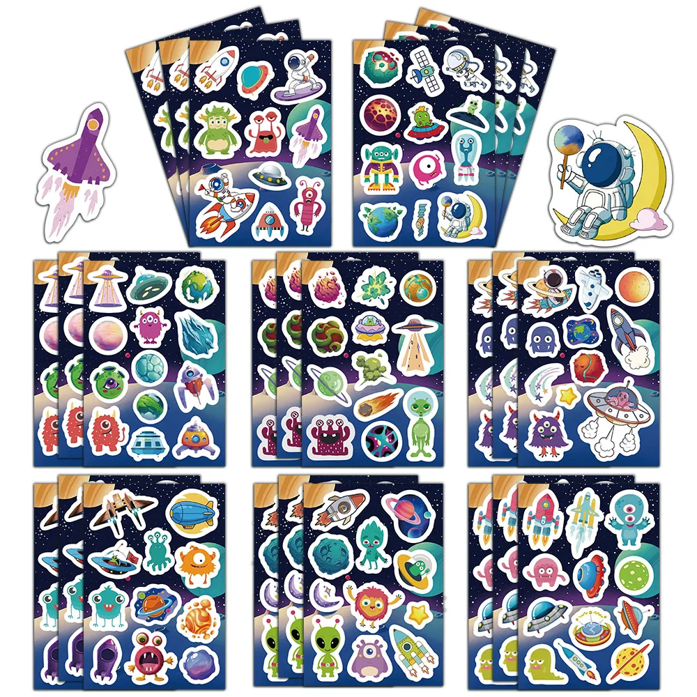 8PCS Space Imagination Collar Stickers Cartoon Cute Ins Style Notebook Decoration Waterproof Stickers