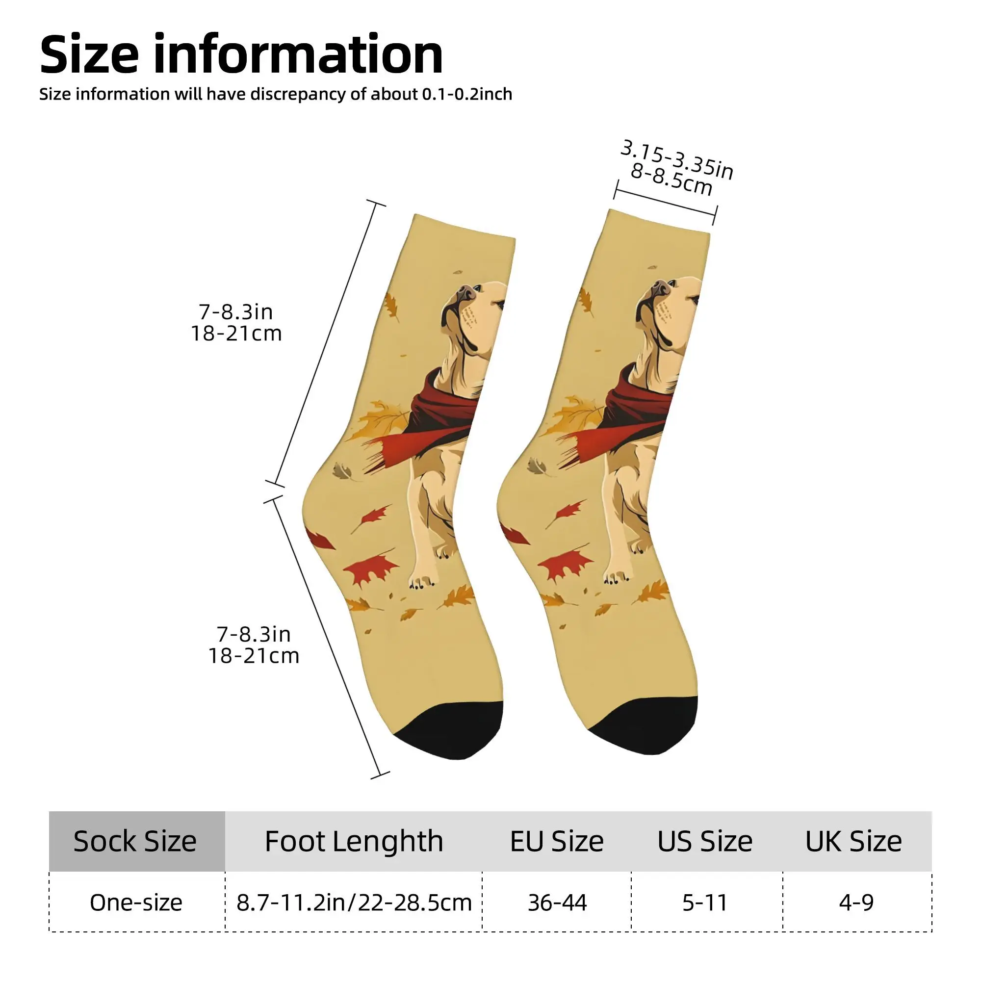 1pc Retriever Dog Autumn Foliage Fall Leaves Printed Men's Socks  Novelty Hip Hop Harajuku Pattern Crew Sock Casual Gift