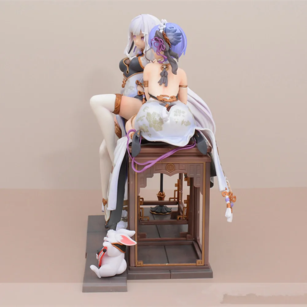 23 cm süße Rem Emilia Cheongsam Sammlung Statue Modell Actionfigur Anime Figur Sammlerstück Geburtstagsgeschenke Spielzeug für Jungen Puppen