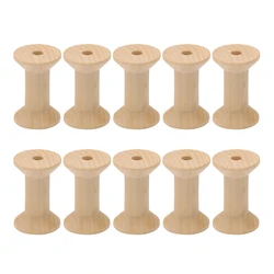 10pcs Large Size Wooden Empty Thread Spools DIY Sewing Tool for Cross Stitch Needlework Handmade String Twine Storage 32*47mm