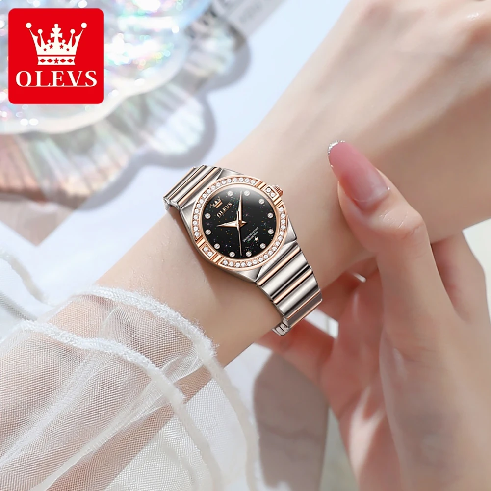 OLEVS 9975 Women\'s Watches Small Dial Original Females Wristwatch Elegant Fashion Reloj Mujer Waterproof Luminous Diamond Scale