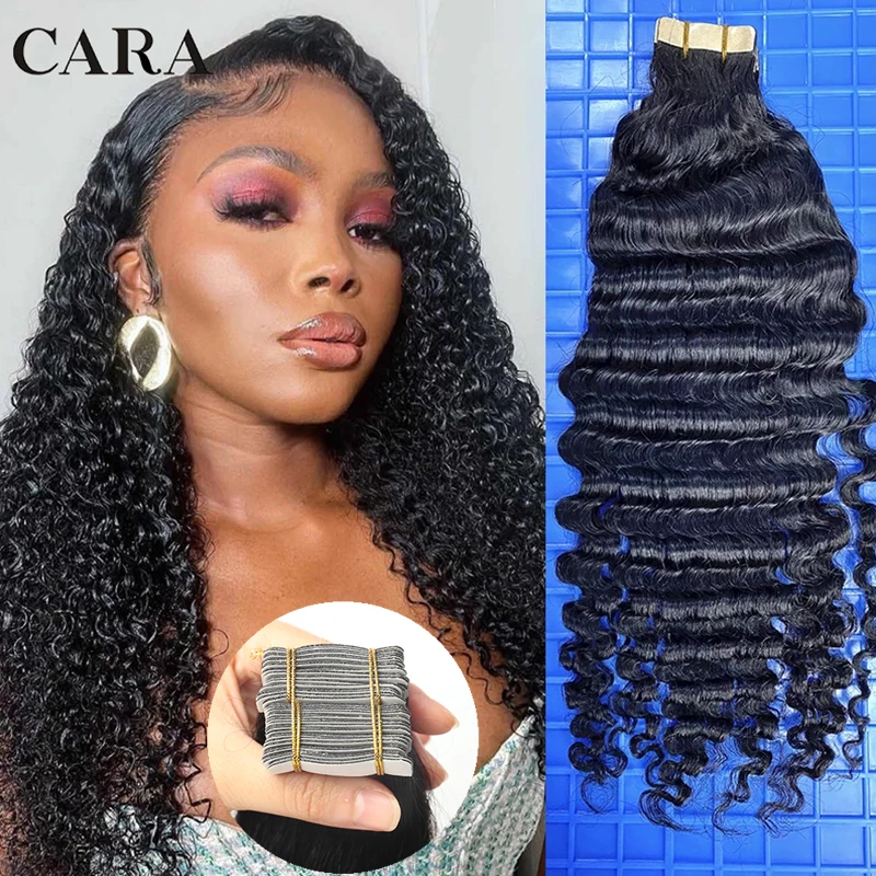 

3B 3C Mongolian Afro Kinky Curly Tape In Human Hair Extensions For Black Women Kinky Curly Tape Ins Human Virgin Hair CARA