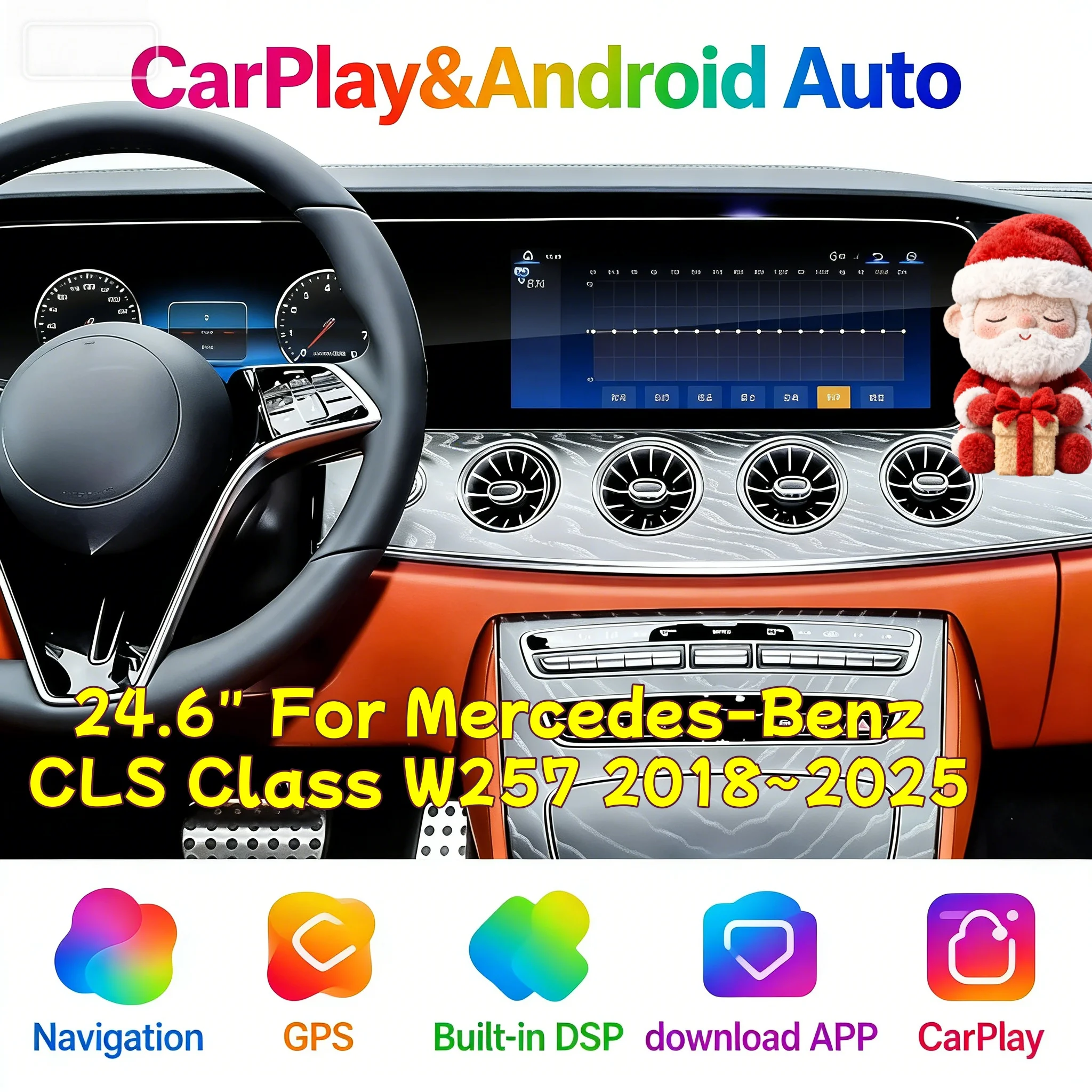 

12,3 + 12,3-дюймовый беспроводной мультимедийный плеер CarPlay GPS Bluetooth для Mercedes-Benz CLS Class W257 2018 ~ 2025 Android-навигация