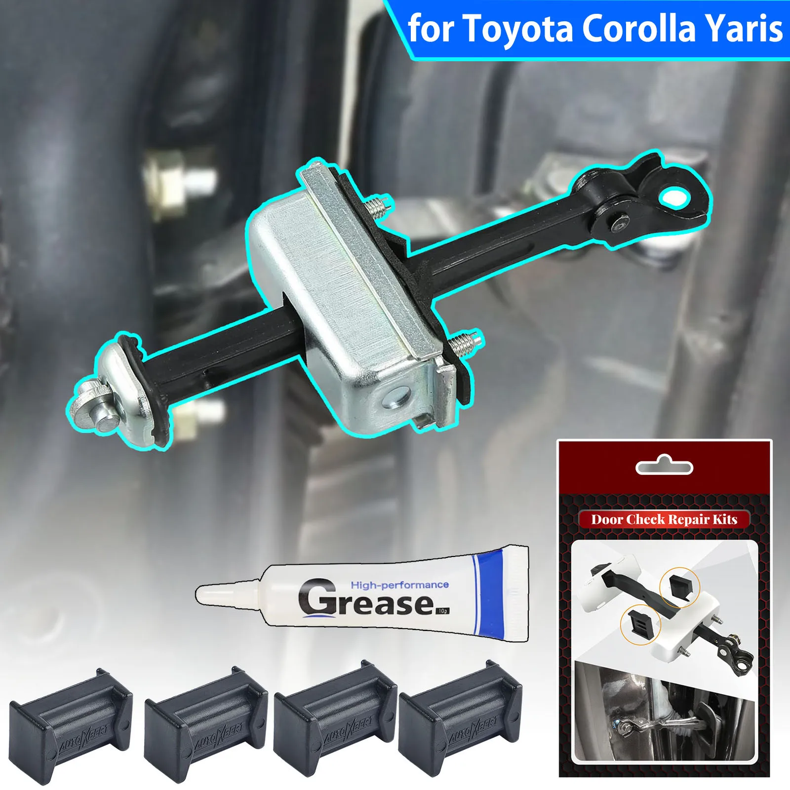 자동차 도어 체커 스트랩 체크 Assy Arm Limiter 댐핑 잼 힌지 스톱 수리 키트 Toyota Corolla Yaris Auris Aygo C-HR Limo