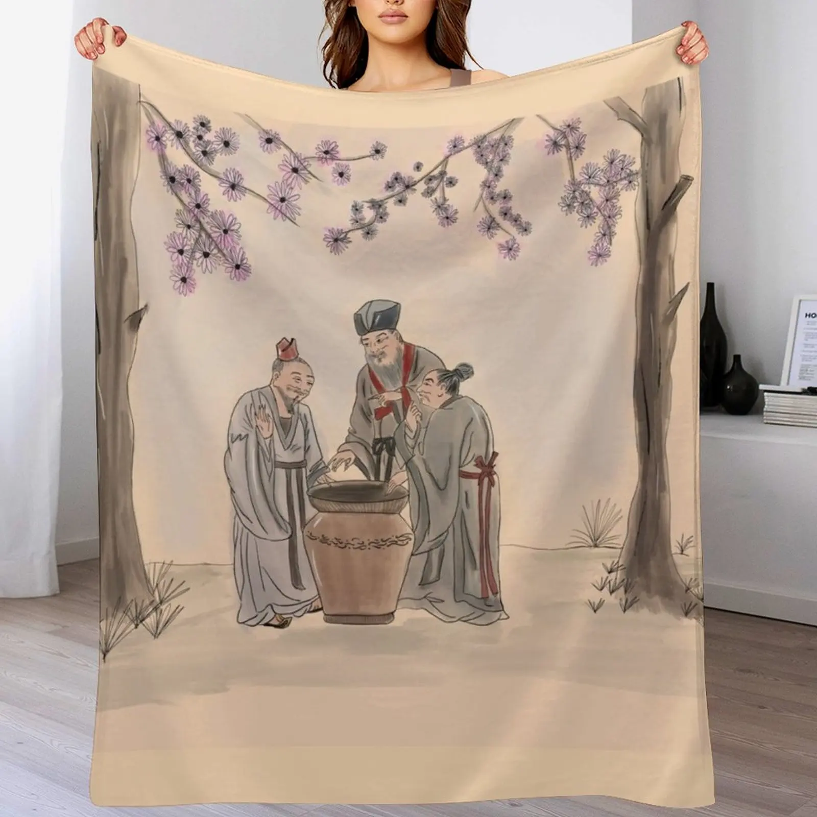 Three Vinegar Tasters Throw Blanket couch cozy soft plush fuzzy picnic outdoor blanket 4