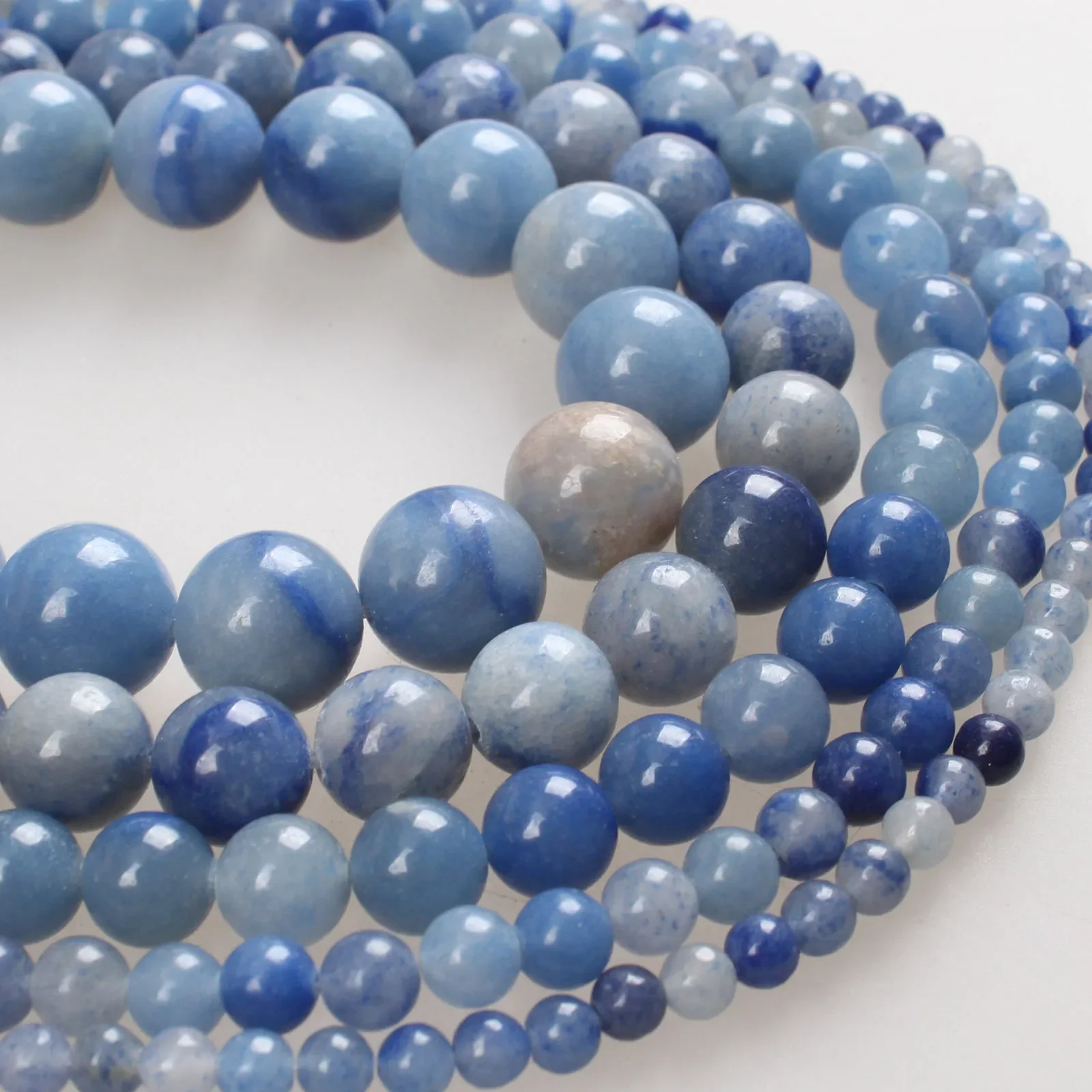 Perles rondes en pierre naturelle Aventurine bleue, amples, 2, 3, 4, 6, 8, 10, 12mm, pour bricolage, Bracelets, colliers, fabrication de bijoux