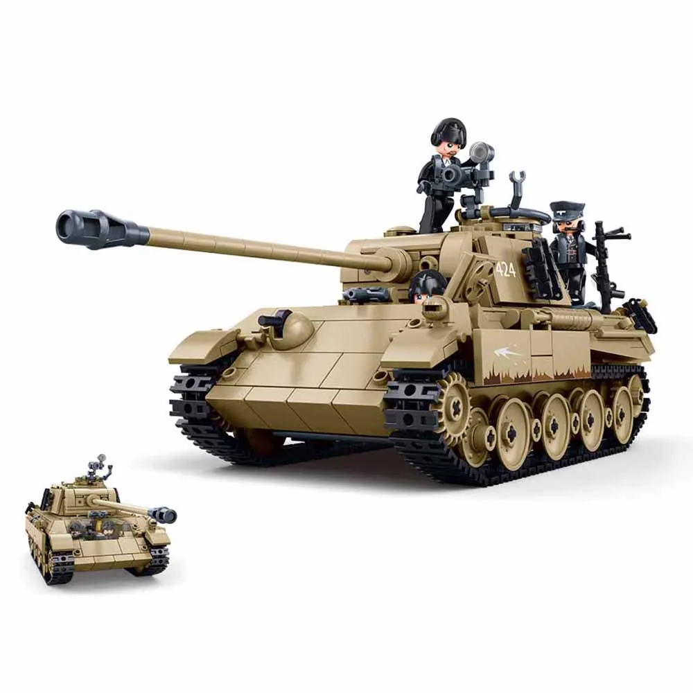 Military War Model Panther G-S Tank Panzer Char Building Blocks Army Classic Tank Model Bricks Toys Boy Gift