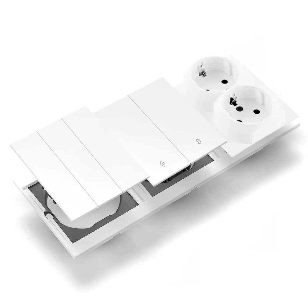Skin Sensation Power Sockets Rocker Switch Embedded Button Light Switch Skin Feel Paint Wall Socket Integrated Panel Embedded