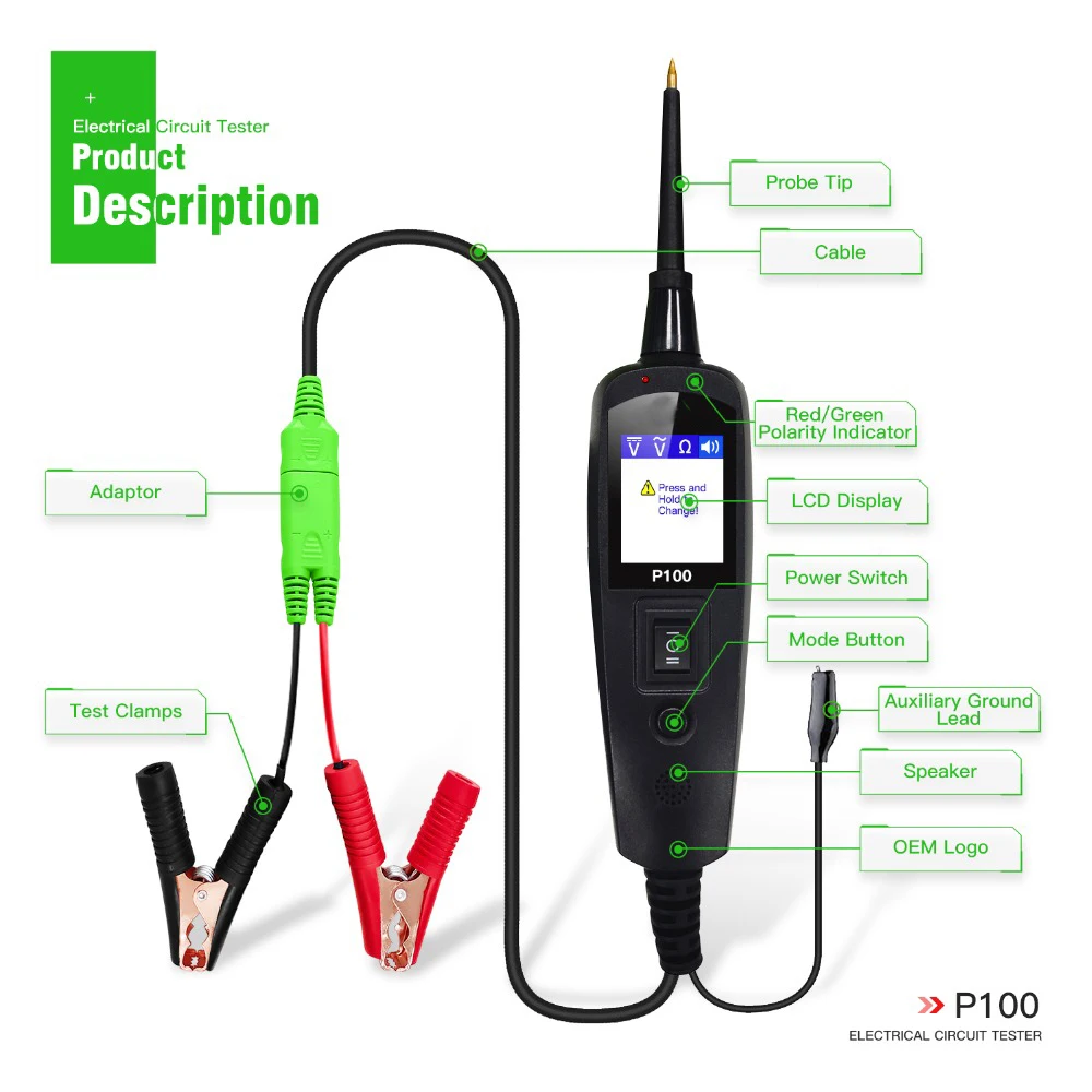 

Alicar Automotive Current Tester EC150 Car/Truck Electrical Circuit Tester EC150 Power Test Power Probe Replace Jdiag P100