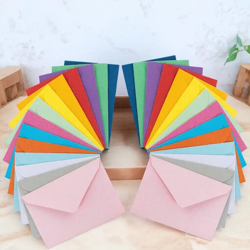 

50Pcs Solid Color Envelopes Small Letter Containers for Writing Papers Calligraphy Notes Invitation Cards Cash Storage Pouch
