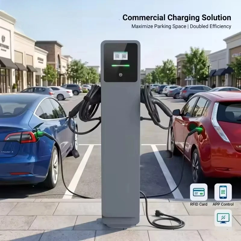 Diboev New 22-43kW Integrated Floor-Mounted AC+DC EV Charging Station Combo Interface Dual Guns Fast Charger for Commercial Use