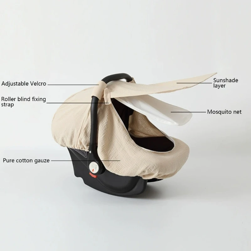 2-in-1Baby Car Seat Cover Canopy Summer Breathable Newborn Carrying Basket  Sun Shade Baby Stroller Mosquito Net Accessories