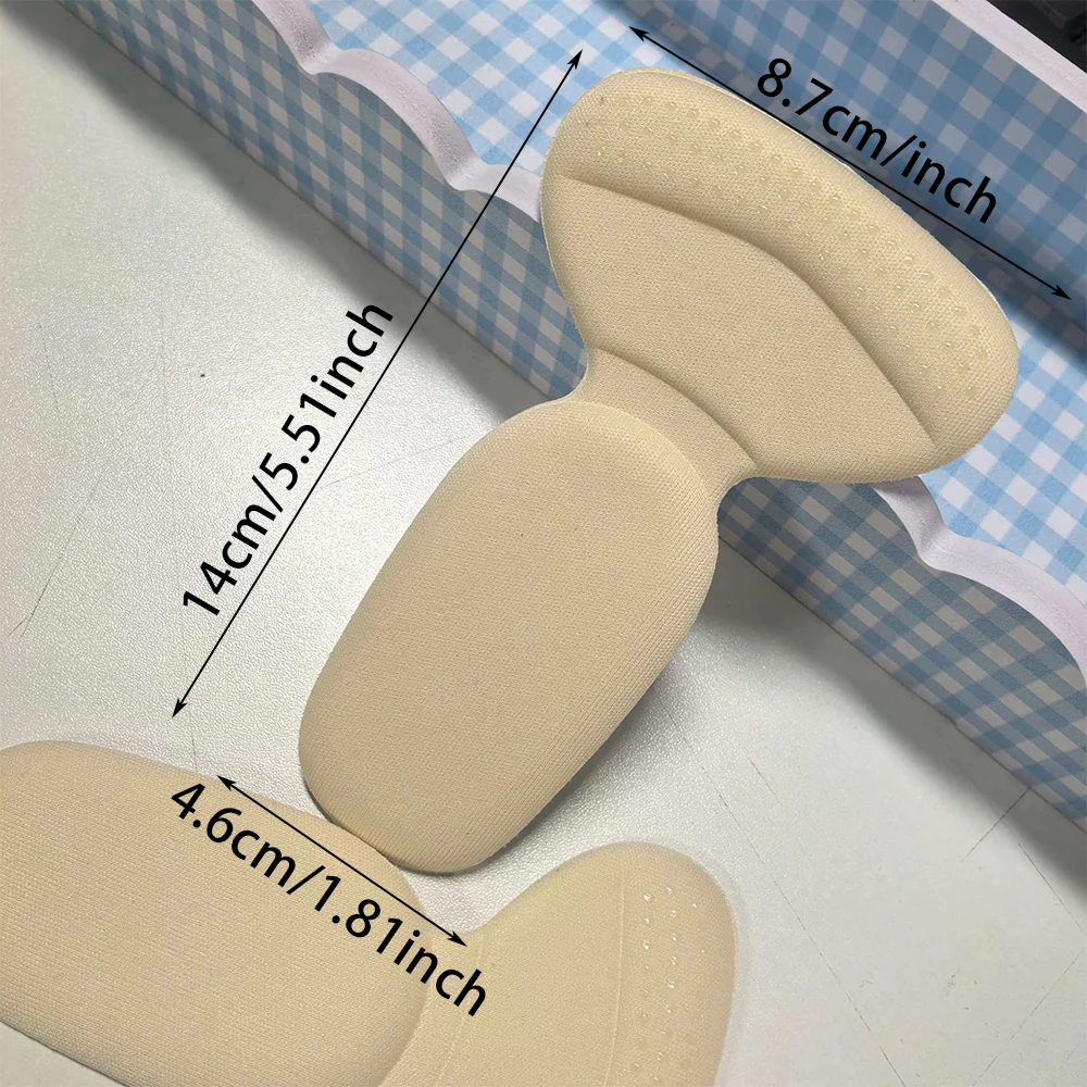 Beige Anti-Slip Heel Liners, Soft Sponge Heel Grips for Loose Shoes, Anti-Wear & Anti-Drop
