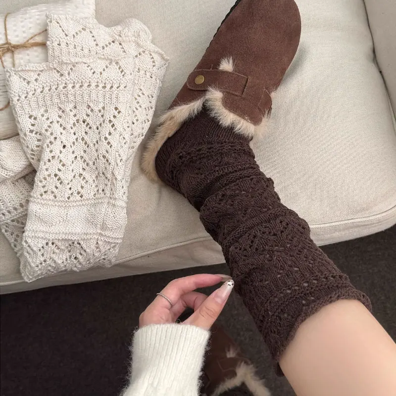 

Autumn Winter Knitted Mid-Calf Socks Layering Hollow out Versatile Cozy Live Broadcast Leg Socks Men Women Home Wear Short Sock