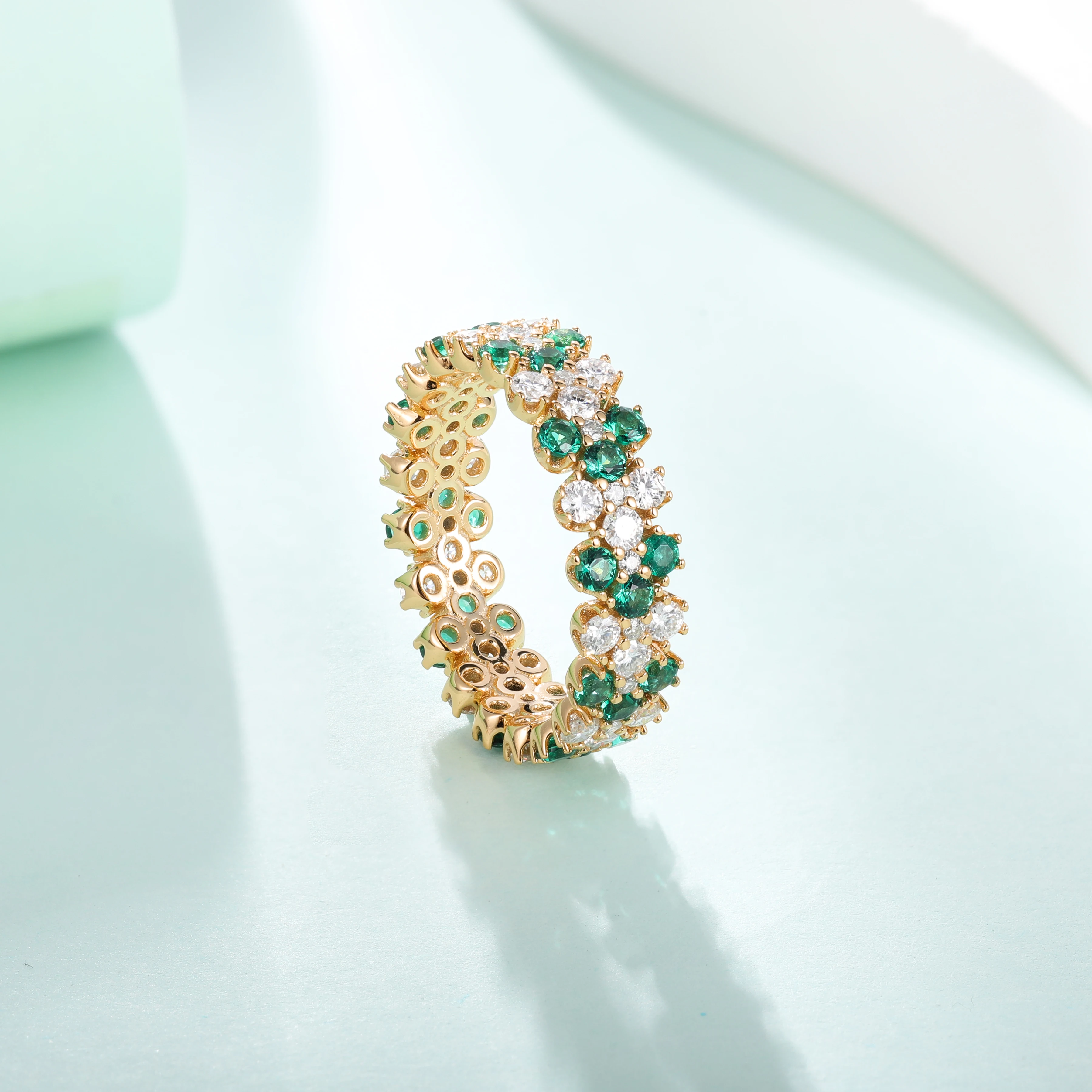 Cincin Emas Lapis 14k XCY deng - Moissanite Eternity Band Ring Stackable ulasan dan harga