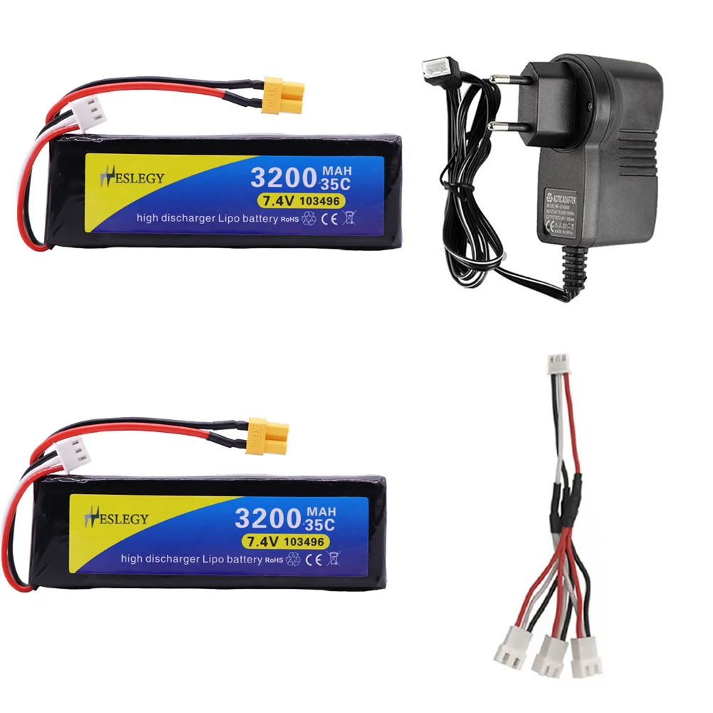 

Upgrade Lipo Battery and charger for MJX Bugs 3 B3 RC Quadcopter Spare Parts 2s 7.4V 3200mah 35C Rechargeable toys Battery parts