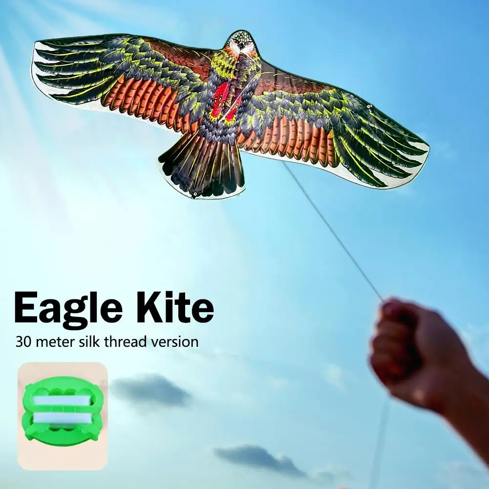 Latawiec Flat Eagle z 30-metrową linią latawca Dzieci Latające latawce ptasie Windsock Zabawki na zewnątrz Zabawki ogrodowe dla dzieci Eagle K Y4M6