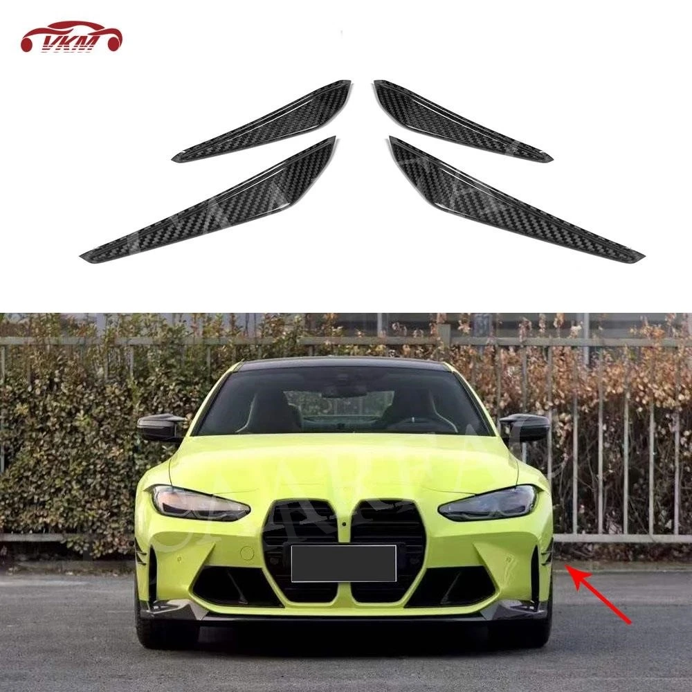 

For BMW 3 4 Series G80 G82 G83 M3 M4 2021 UP Dry Carbon Fiber Front Bumper Side Canards Fins Flaps Trims M Style Fiber Glass