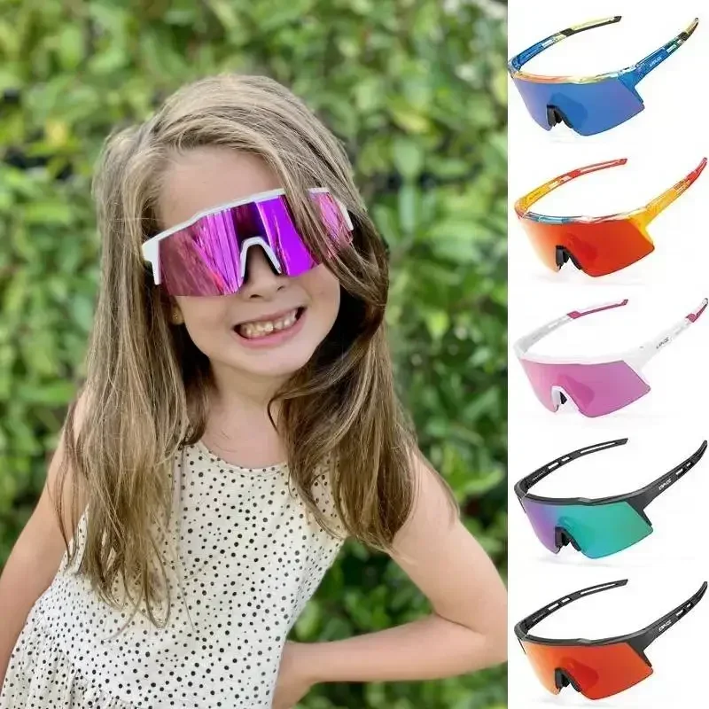 Kapvoe Kinder-Radsport-Sonnenbrille im Alter von 8–15 Jahren, Baseball-Laufbrille für Kinder, UV400, Sport, Reiten, Fahrradbrille, Jungen- und Mädchenbrille