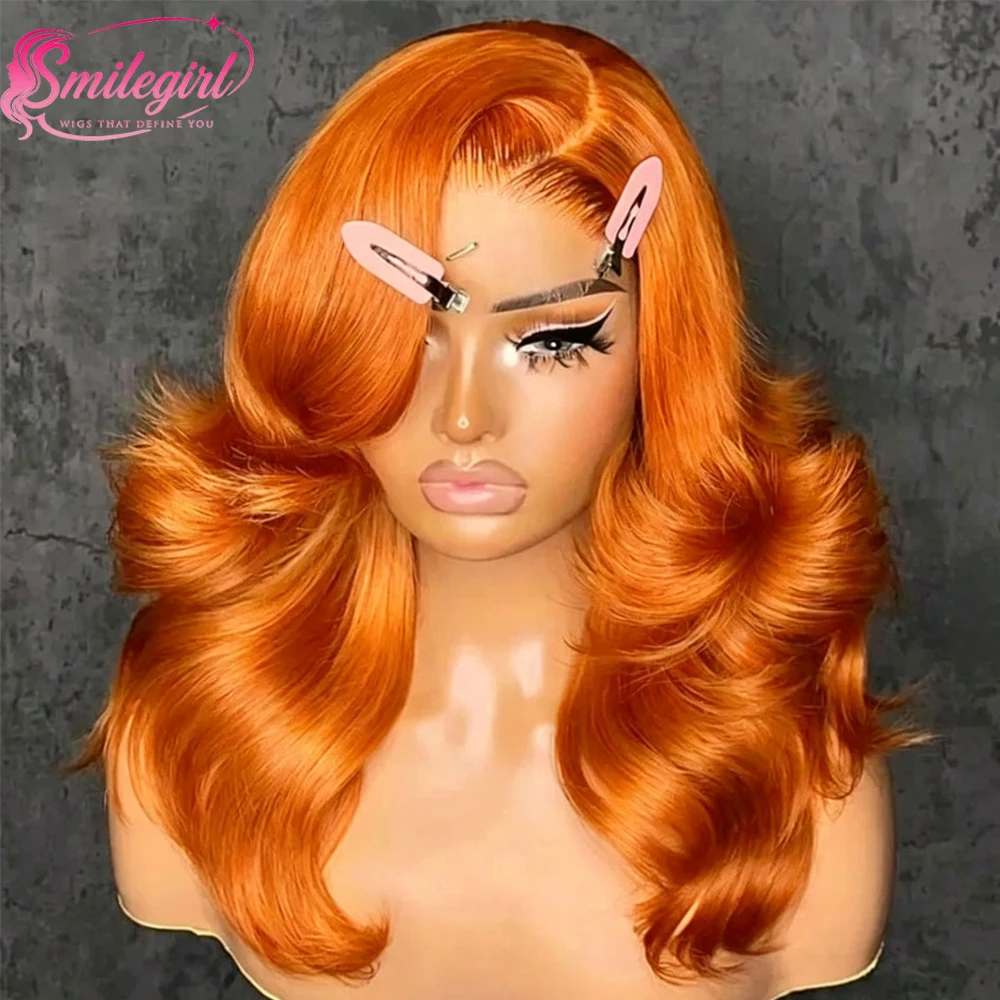 Smilegirl Highlight HD Lace P4/27 Honey Blonde Ombre Ginger Orange 350# 13x6 Body Wave Wig Super Soft for Women Daily Use,Party 180 Density