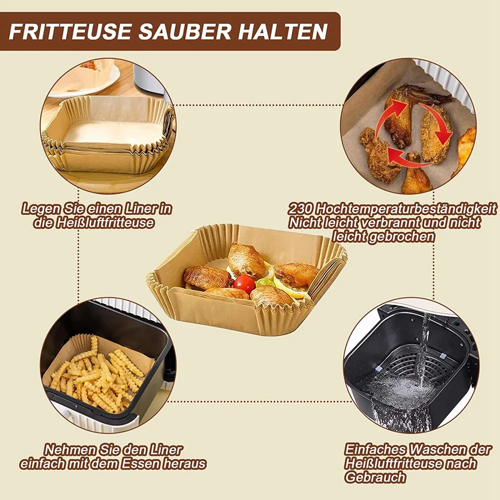 Papier de cuisson pour friteuse à air chaud, papier de cuisson pour friteuse à air chaud, papier antiadhésif pour poulet, papier étanche, paquet de 100, 20 cm