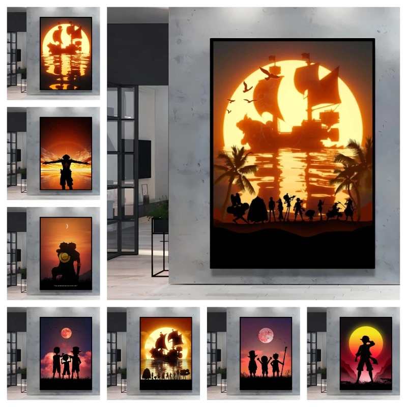 

Japan Anime Wanted Retro Cartoon Canvas Painting One Piece Luffy Art Posters Print Mural Pictures Home Wall Aesthetic Decorative