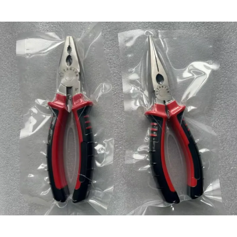 Titanium long-nosed pliers, non-magnetic, plastic handle for cutting, customizable OEM support, made in China