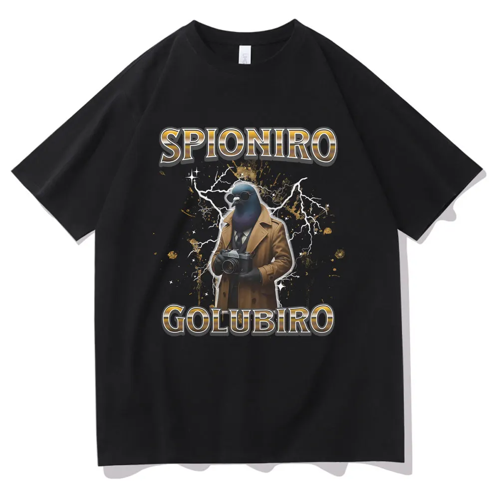 

Italian Brainrot Spioniro Golubiro T-shirts Pigeon Funny Meme Tshirt Men Women Casual Cotton Short Sleeve Male Fashion T Shirt