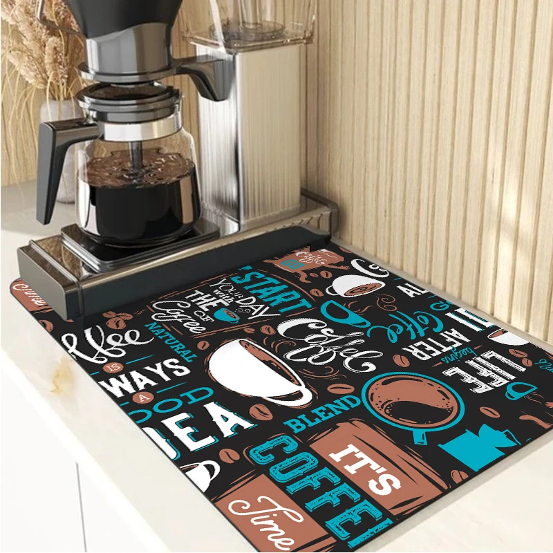 

Coffee Machine Draining Mat Kitchen Absorbent Draining Mat Super Absorbent Draining DishDrying Mat Quick Dry Bathroom Drain Pad