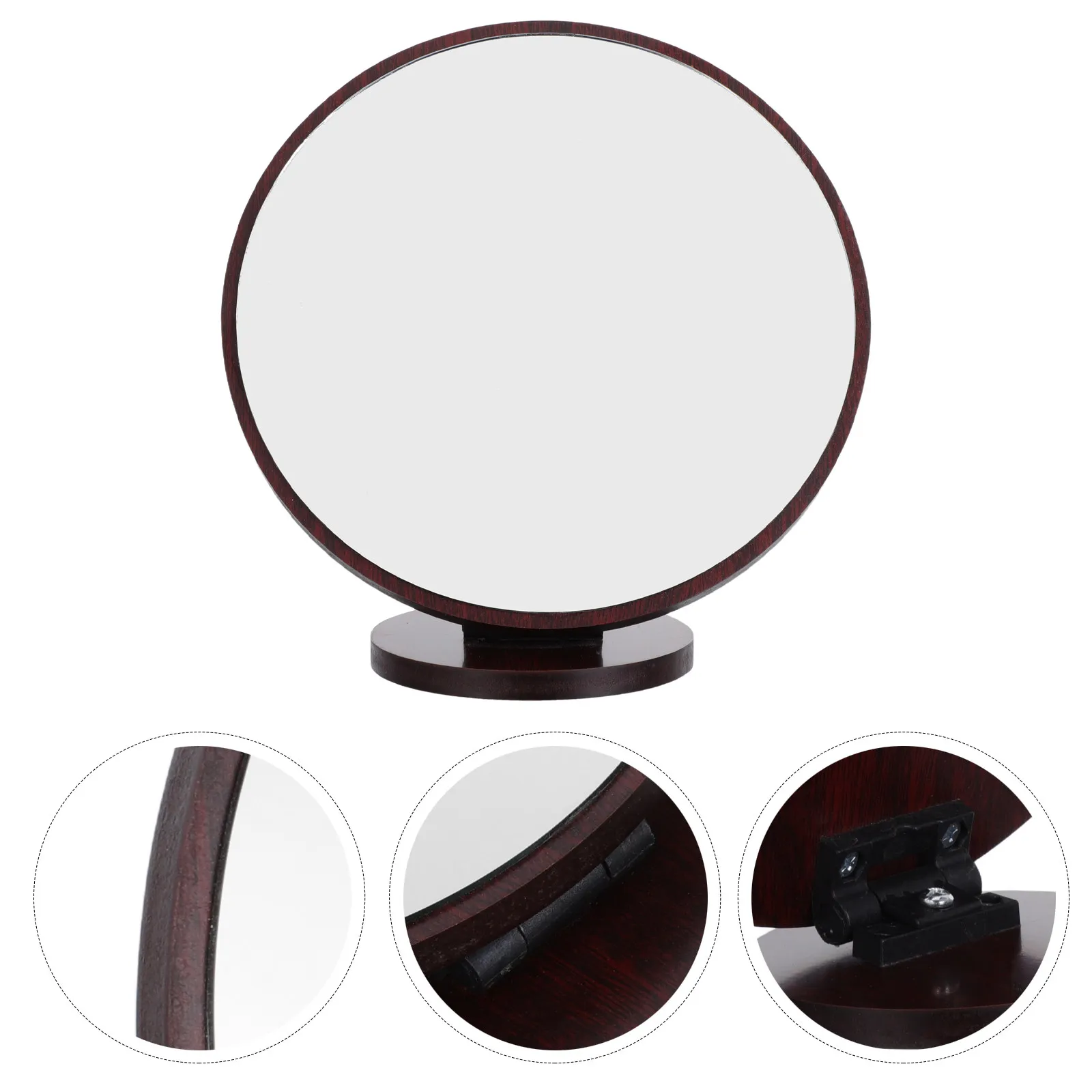 

Винтажное круглое зеркало для макияжа с рамой из массива дерева, регулируемое на 45 градусов, настольное зеркало для спальни и гостиной