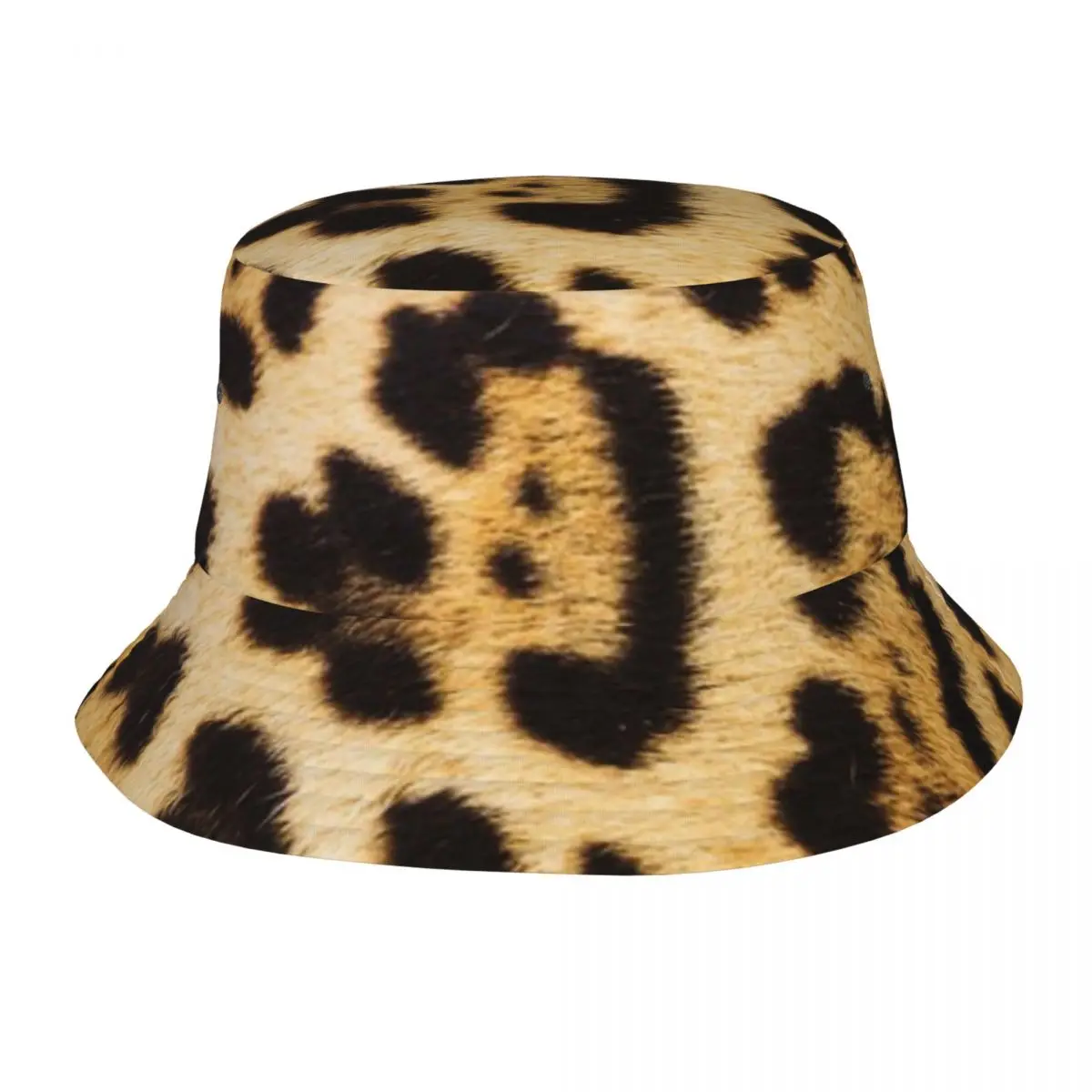 Leopard Texture Bucket Hat Bob Fisherman Cap Outdoor Travel Sun Visor Fashion Panama