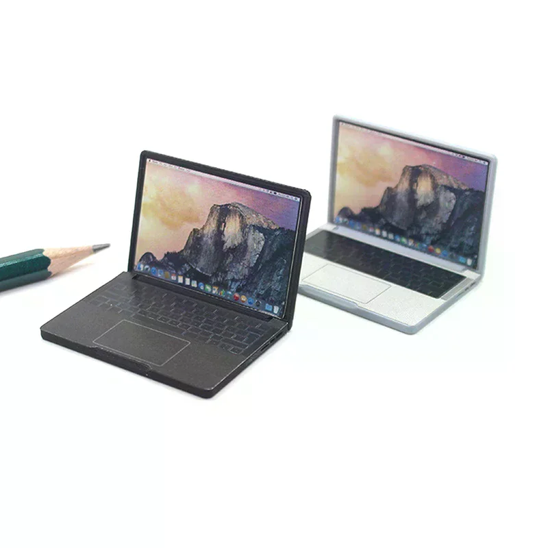 Cute Simulation 1:12 Mini Laptop Computer Dollhouse Miniature Alloy Crafts Dollhouse Decoration For Doll House DIY Accessories