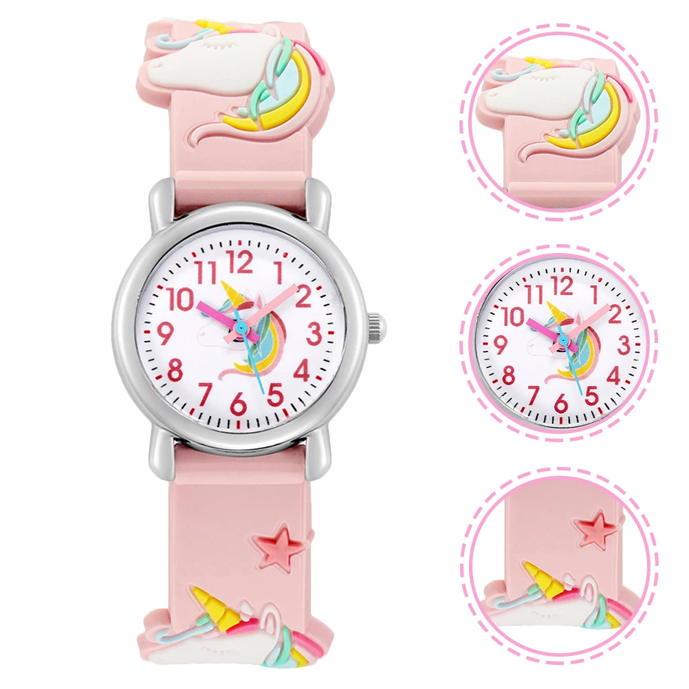 

Детские наручные 3D часы с милым единорогом и рисунком для девочек, нежный дизайн, подарок на день рождения для девочек, детские часы с мультяшным единорогом для