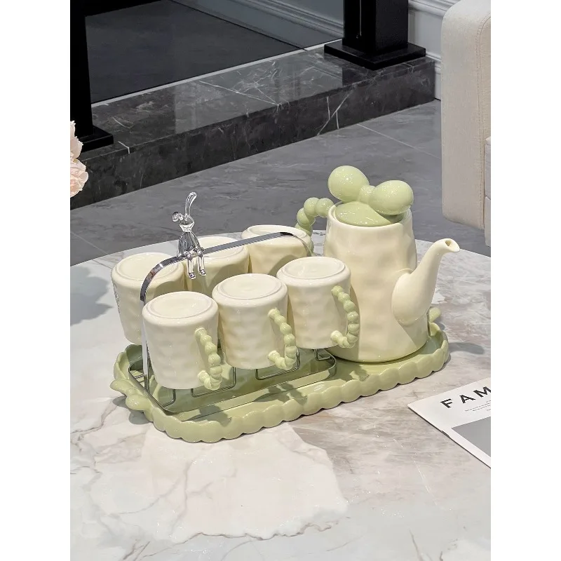 housewarming new home cream wind drinking cup set, high-end ceramic cup in the living room, tea set for free