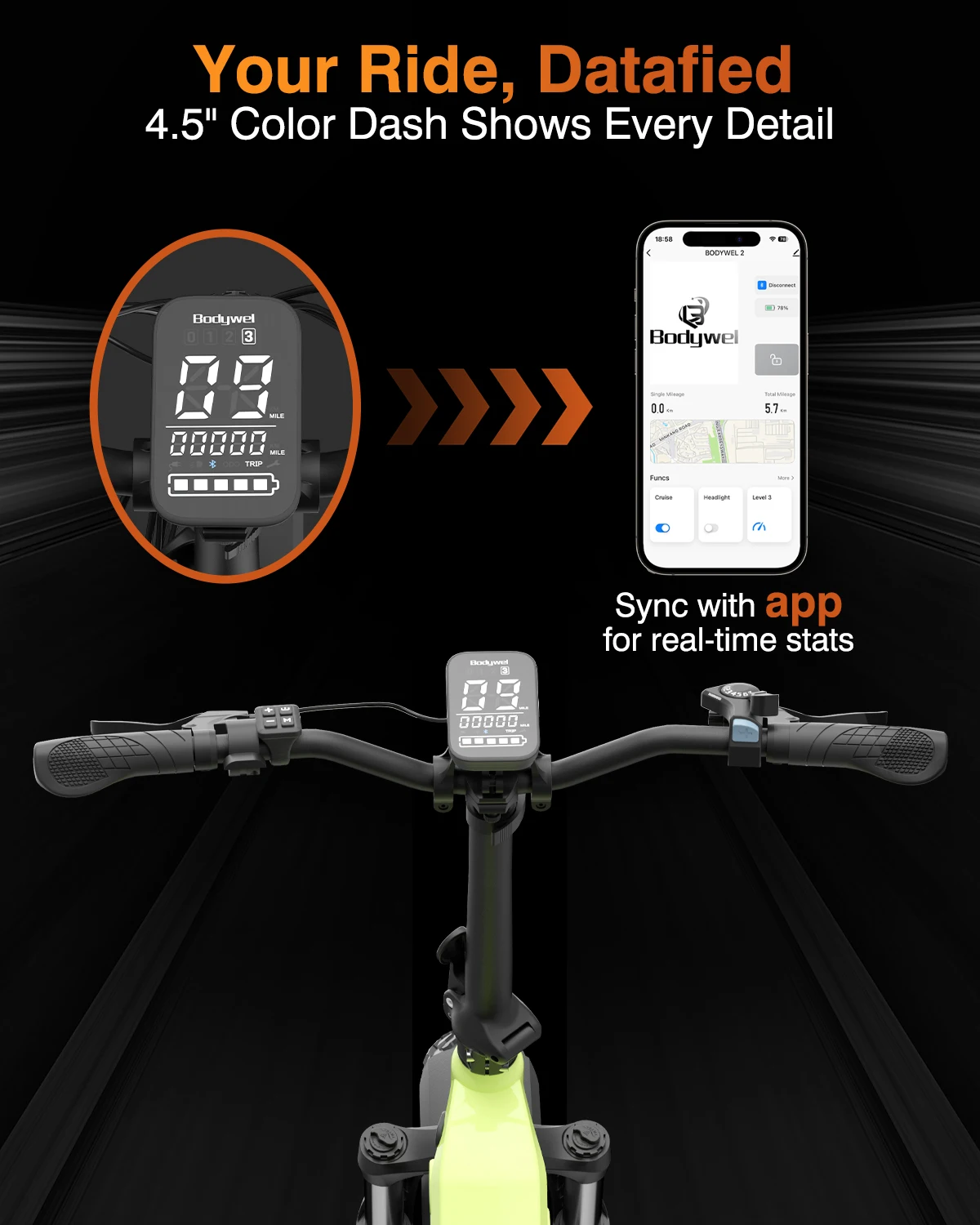 Bodywel F20 Pro Erwachsenen-Elektrofahrrad E-Bike 48V18AH Akku 20 Zoll Reifen Schneemobil E-Bike – Detail 6