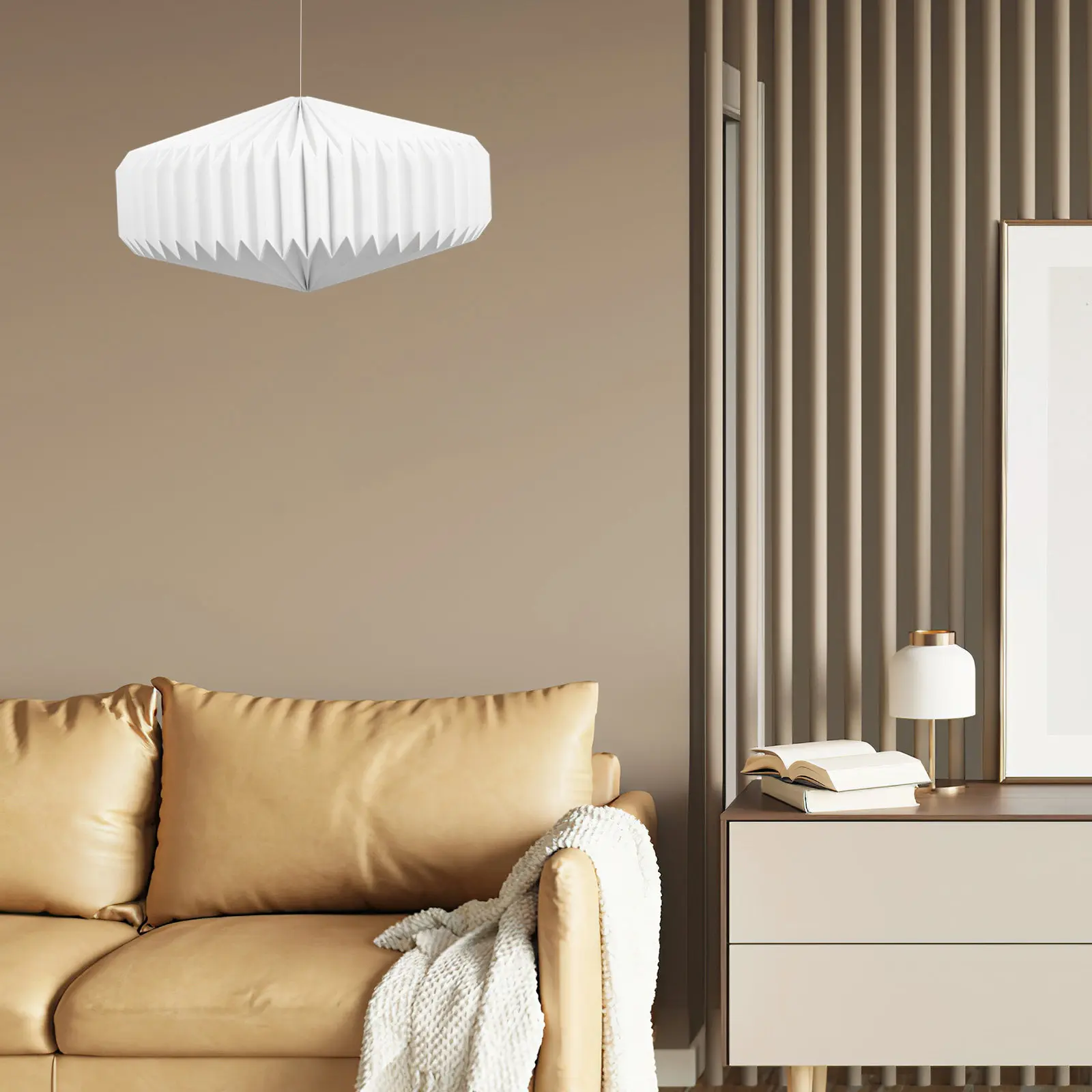 

Paper Lampshade Geometric Folding Hanging Light Cover Decorative Simple Style White Paper Light Shade for Home Bedroom Study