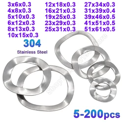 M3 M4 M5 M6 M8 M10 M12 M16 M19 M23-M51 Wavy Spring Crinkle Washers 304 Stainless Steel 3/5 Wave Crest Type Gasket Spring Washer