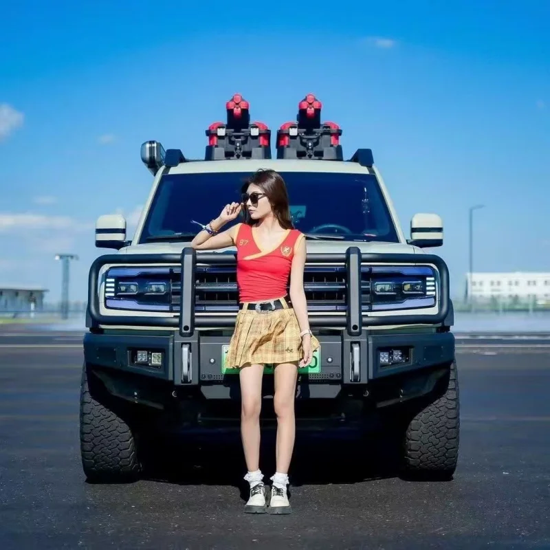 Newly Upgraded Aluminum Alloy Front Bumper with Large Bull Bar, Suitable for BYD Equation Leopard 5 Accessories