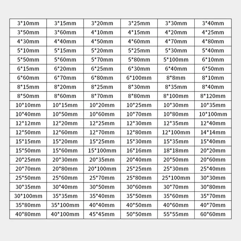 304 Stainless Steel Square Bar Rod Plate 3mm 4mm 5mm 6mm 8mm 10mm 12mm 15mm 16mm 18mm 20mm 22mm 25mm Length 100 200 300 500mm