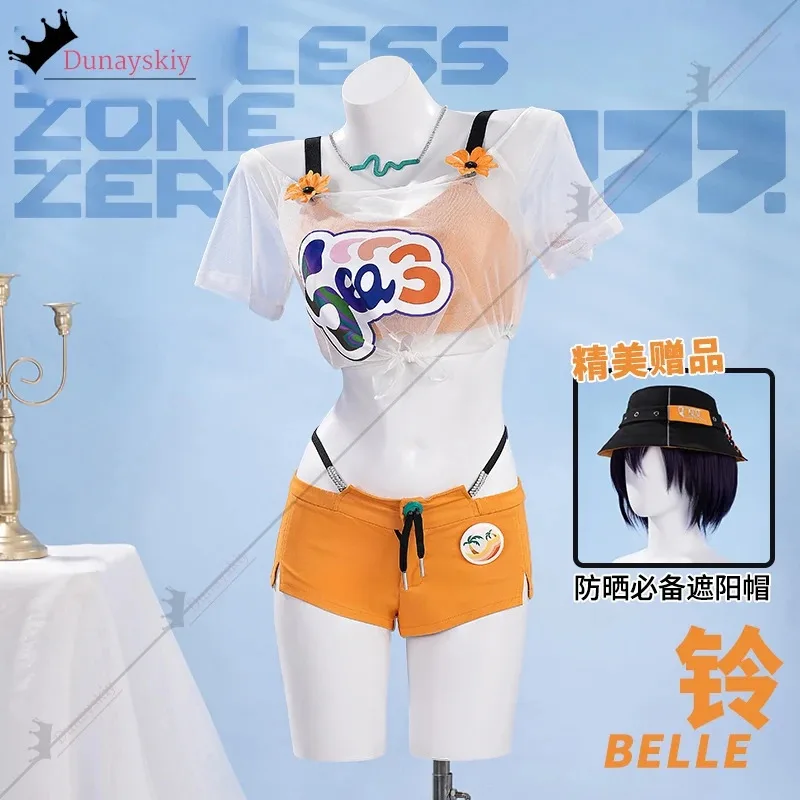 25COSZenless منطقة صفر حسناء تأثيري حلي zzz حسناء ملابس السباحة الصيف الزي قبعة السراويل بيكيني الفتيات تمويه للنساء الكبار x