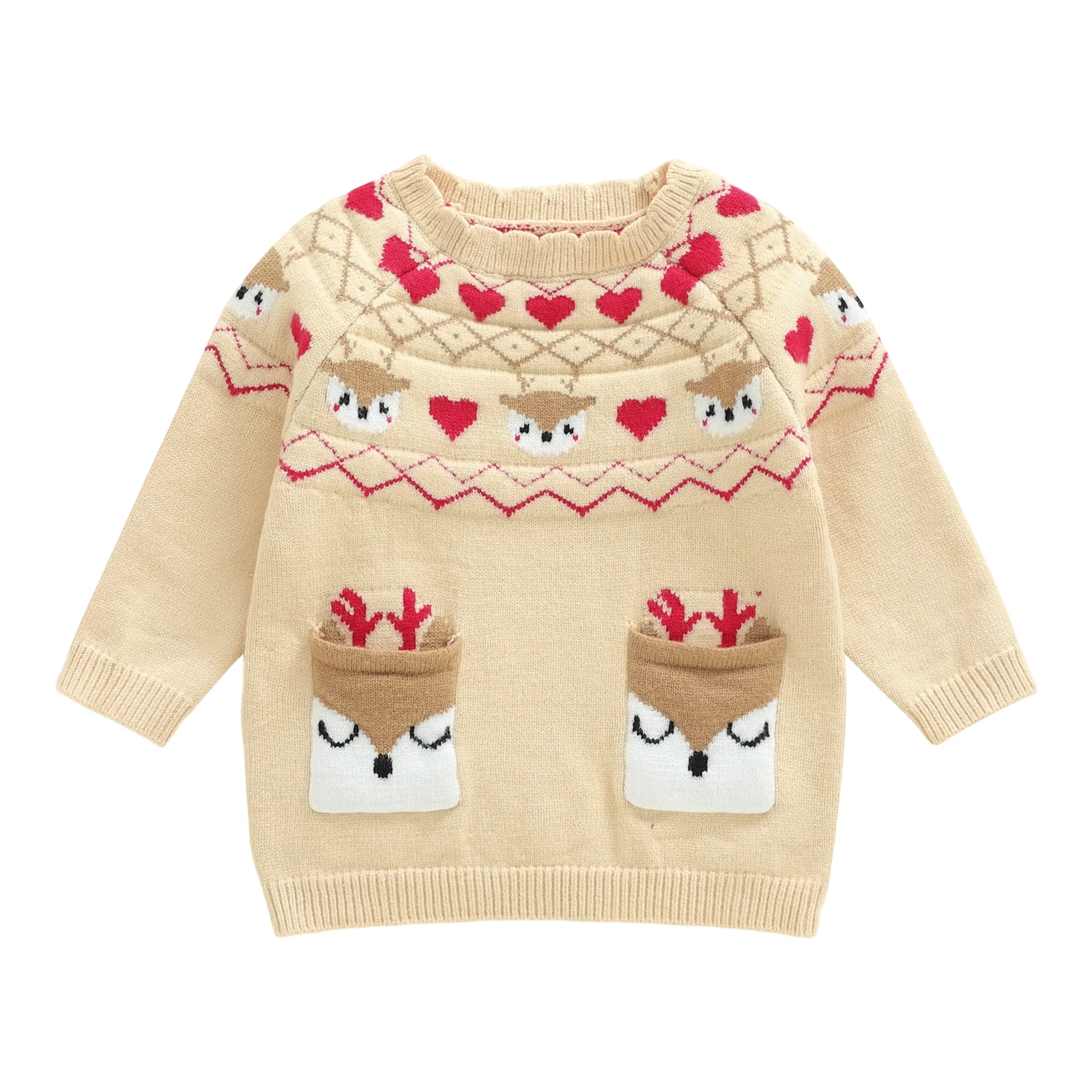 

Children s Winter Holiday Sweater with Festive Reindeer Design Cozy Long Sleeve Crew Neck Knit Pullover in Vibrant Colors