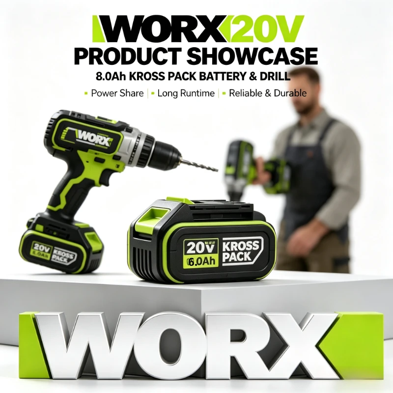 New Genuine WORX 20V 6Ah Lithium‑ion Battery WA3551 Rechargeable High Safety Protection For Cordless Drill Wrench Home Repair
