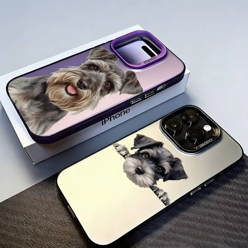 

Schnauzer Dog Phone Case For iPhone17, 16,15,14,13,12 Pro Max Black Candy Matte Shockproof Cover