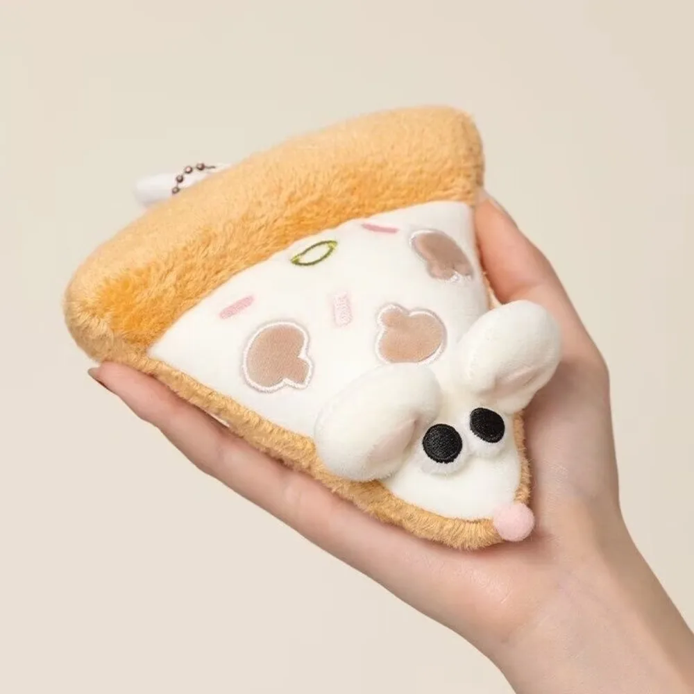 New Soft Plush Pizza Mouse Plush Keychain Cute Red Color Stuffed Pizza Toy Exquisite Embroidery Cartoon Mouse Pendant